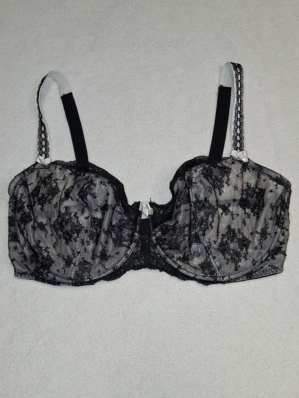 Paramour Black Lace Underwire Bra with Cream Accent Straps